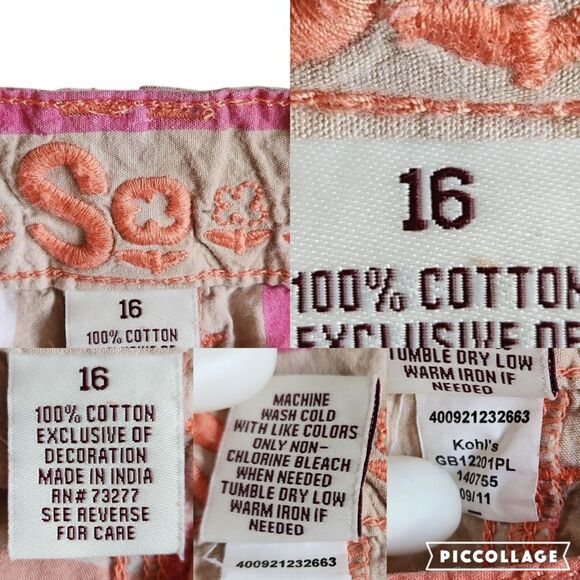 So Pink Orange Plaid Cuffed Adjustable Waist Shorts Sz 16 - Picture 12 of 12